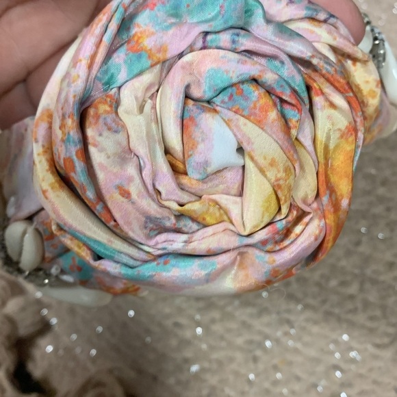 Anthropologie Namjosh shibori  rosette  seashell embellished headband